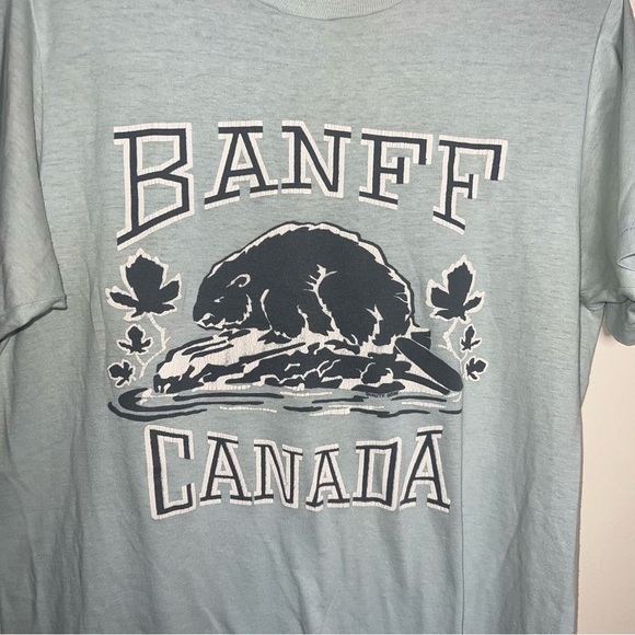 Quality Goods Banff Canada National Park Single Stitch Pale Blue T-shirt Large - Picture 7 of 13
